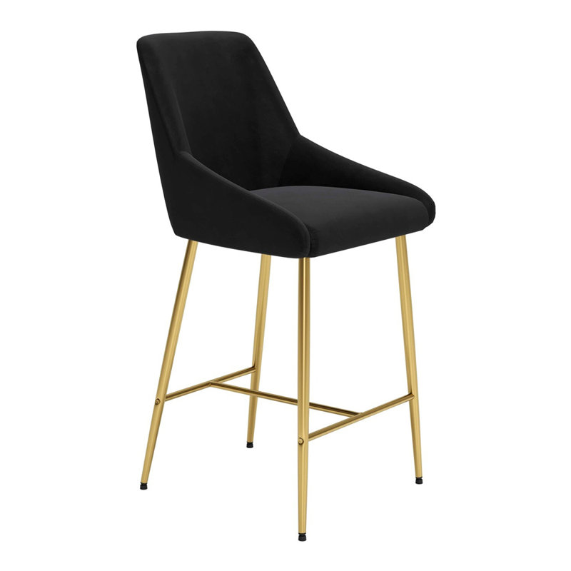 Maurilia Upholstered Counter Stool with Metal Frame, Gray, 1