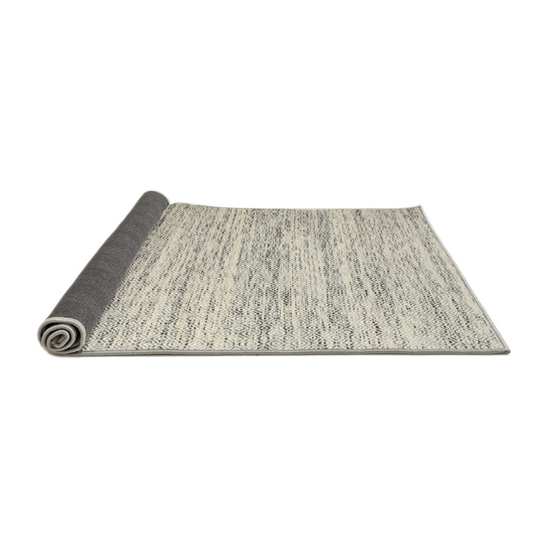 Gris contemporain/Tapis décoratif noir, Rond 6 pi