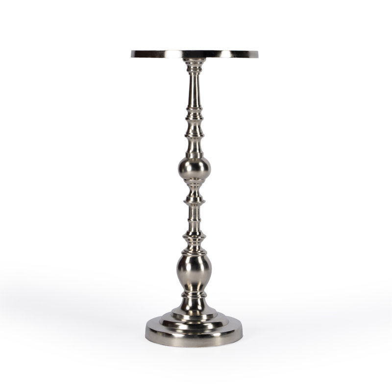 Darien Round Pedestal 10"W Side Table, Silver