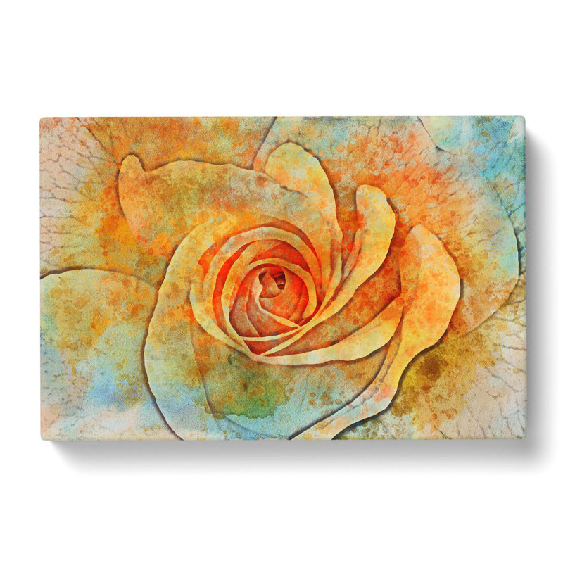 Yellow Rose in Abstract - Wrapped Canvas Painting Print, 40cm H x 60cm W x 3cm D
