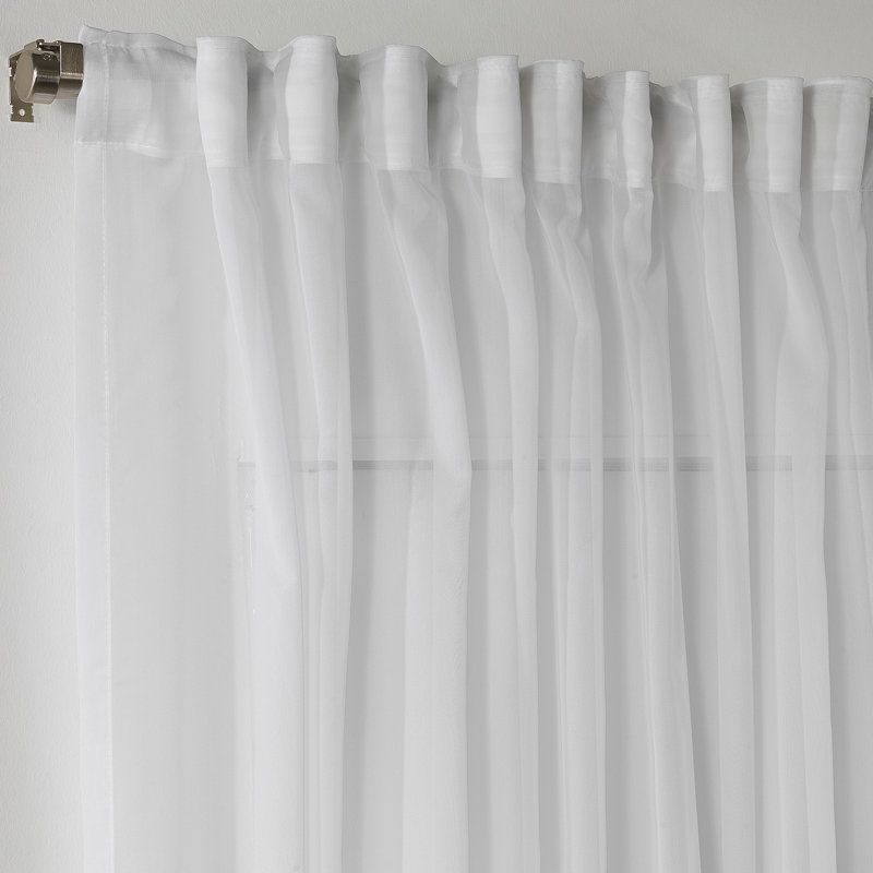 Elegant Sheer Curtain Set (2 Pieces), Faux Silk Crepe Chiffon, 55.1 x 57.1 inches | 100% Polyester, Multifunctional Tape for Easy Hanging | Perfect for Living Room & Bedroom, Soft White Color