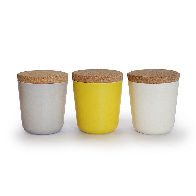 Ensemble de pots de cuisine en bambou EKOBO, 0,5 pte, Jaune / Gris