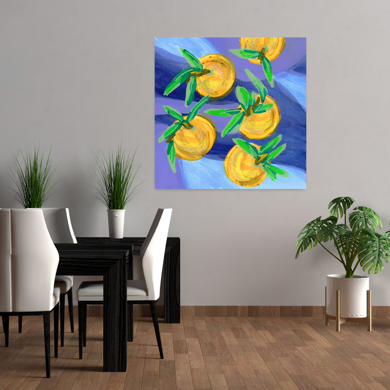 Clémentine jaune audacieux abstrait contemporain lavande, H 36 po x l 36 po