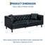 Canapé Chesterfield 81 pouces en cuir capitonné 3 places, noir