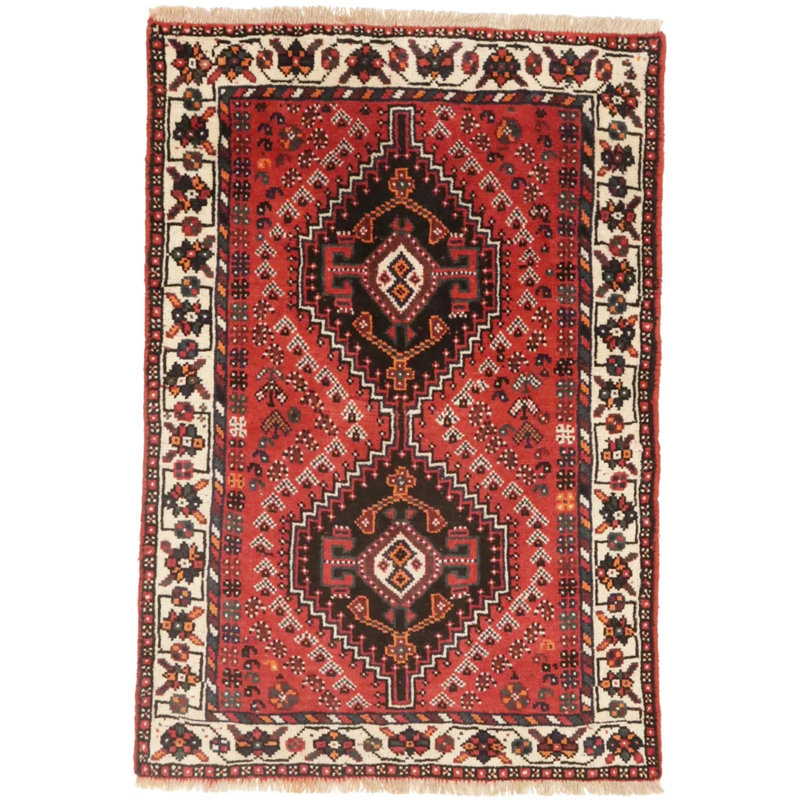 Tapis décoratif tribal rétro fait à la main rouge 3 x 5 pi