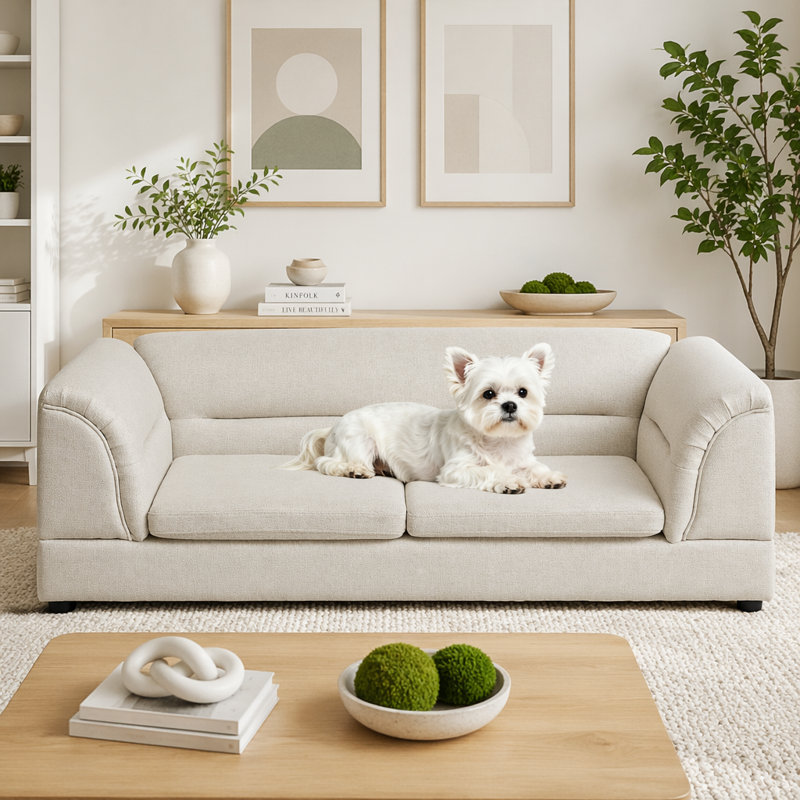 Oversized Pet Sofa Bed with Raised Frame, Beige