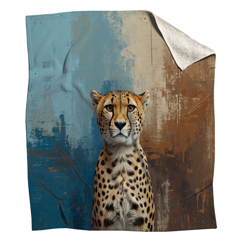 Guépard sur des couvertures à fond texturé, 60in W x 80in H