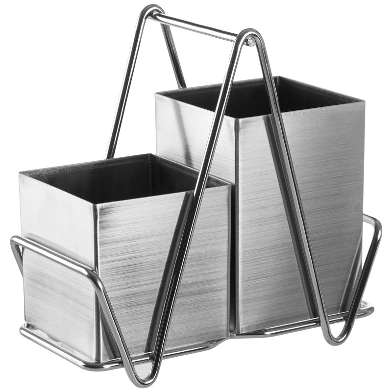 Stainless Steel Flatware Caddy, Grey