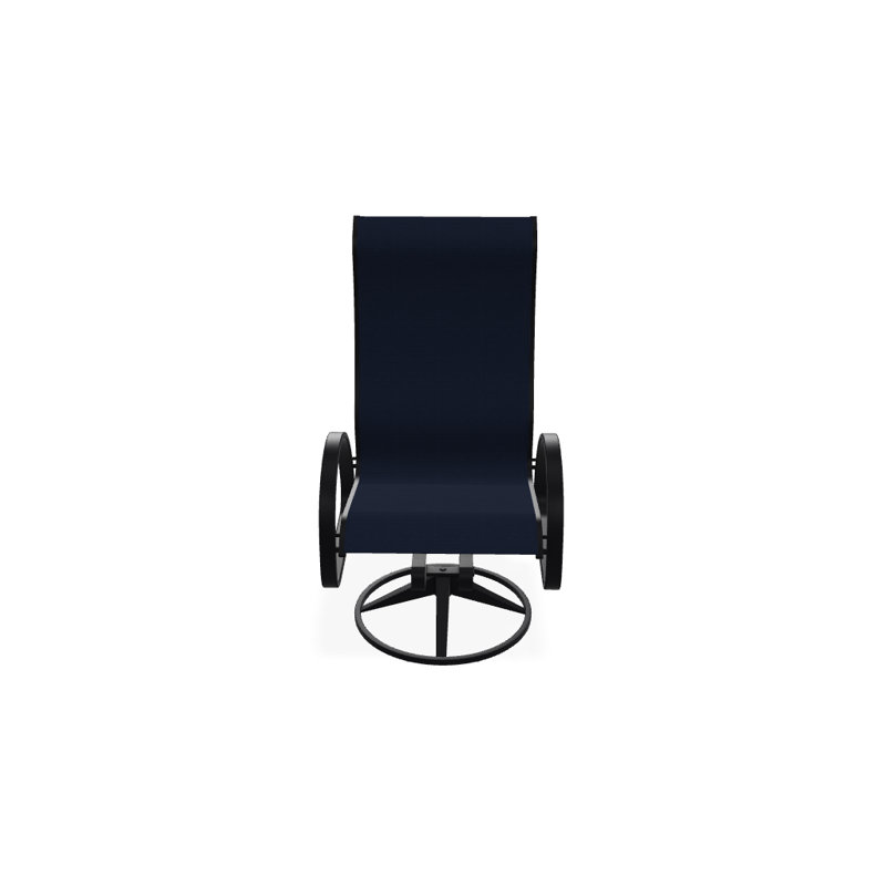 Fauteuil de patio pivotant Hiraku, Bleu marine 13D Sunbrella®, Noir texturé
