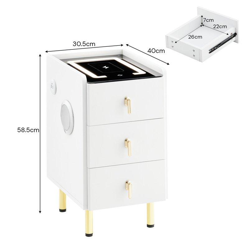 30.5cm W Manufactured Wood Bedside Table