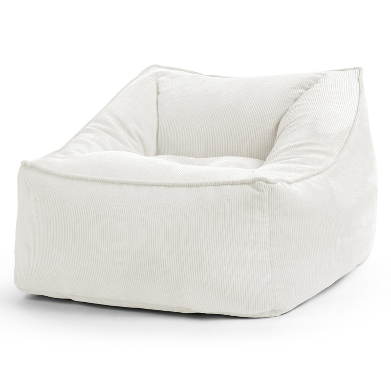 Fauteuil à billes en velours côtelé Inga, H 22 po x l 28 po x P 28 po, Ivoire ivoire