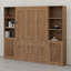 Lit escamotable en bois avec tablettes et armoires de rangement