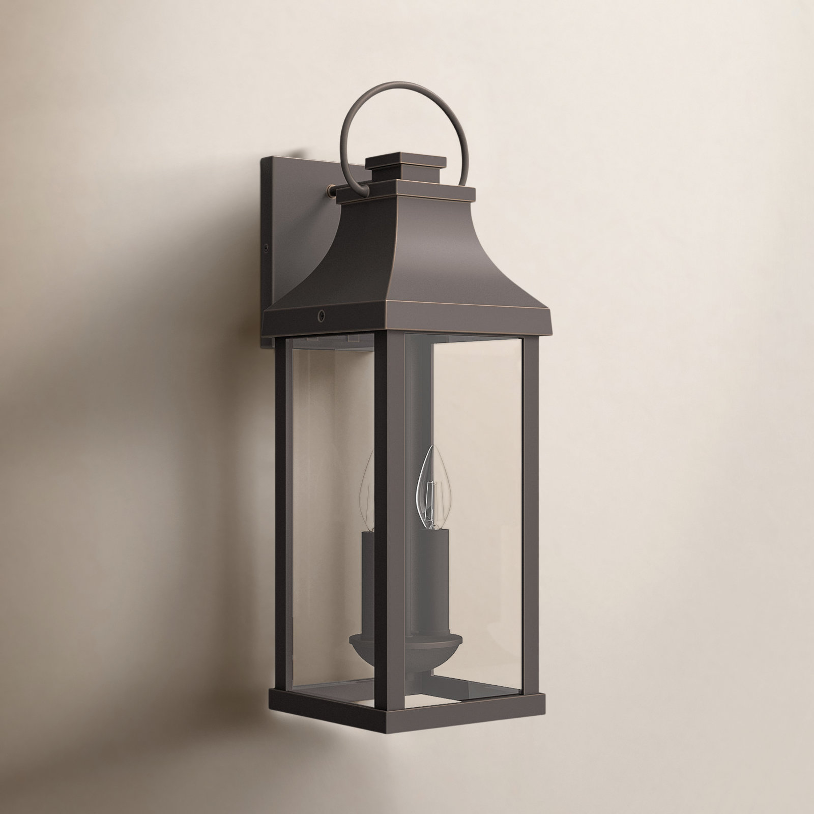 Caden 2 Light Outdoor Wall Light, Oiled Bronze