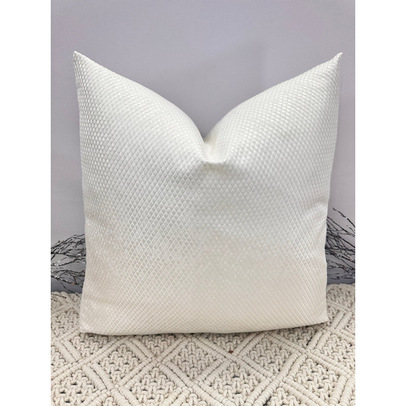Abstract Silver Square Throw Pillow Cover, Ivory