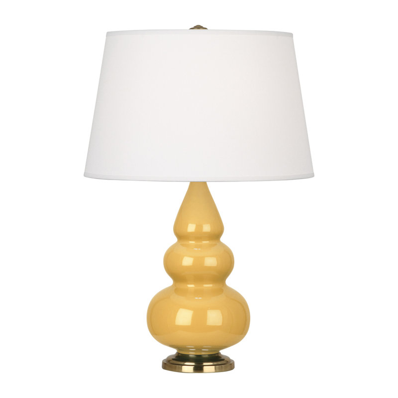 Small Triple Gourd Ceramic Table Lamp, Sunset Yellow/Antique Brass, Antique Brass