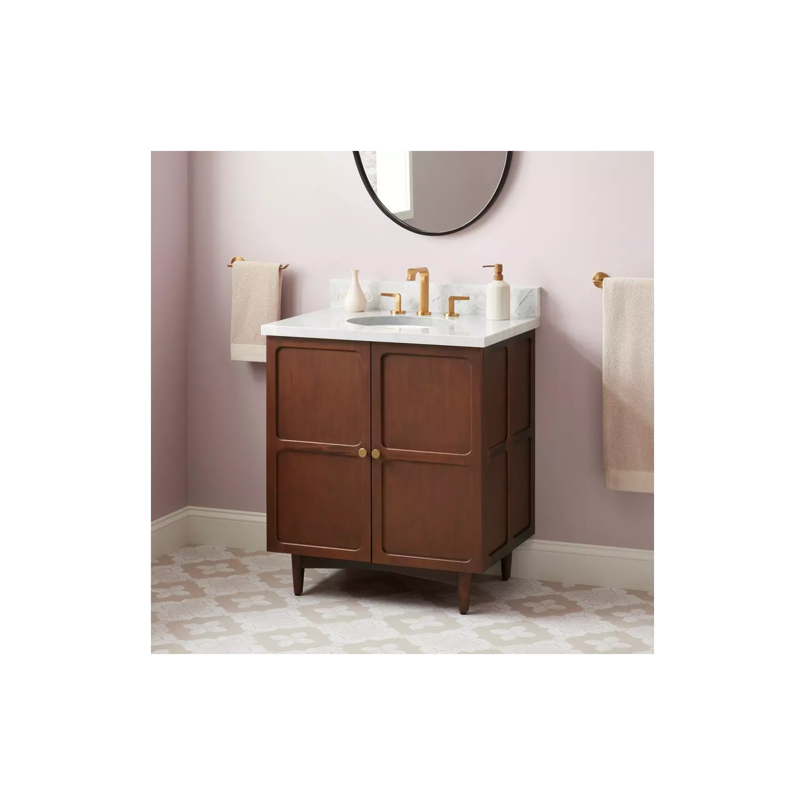 Delavan 30" Single Bathroom Vanity, 8" Widespread, Carrara Marble