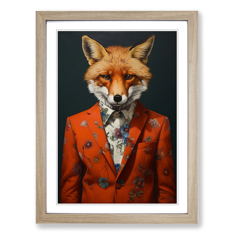 Fox Contemporary - Framed Print, 46cm H x 34cm W x 2cm D, Oak