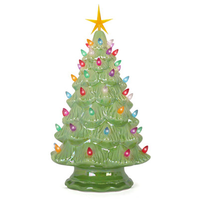 Arbre de Noël en céramique 15,5 po - Arbre de Noël rétro inspiré - Arbre lumineux