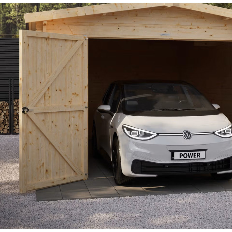 Powersheds 12 x 20ft Pent Garage Log Cabin - 44mm