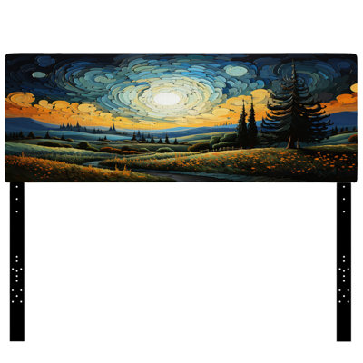 Vangogh The Swaying Cypress III Upholstered Headboard
