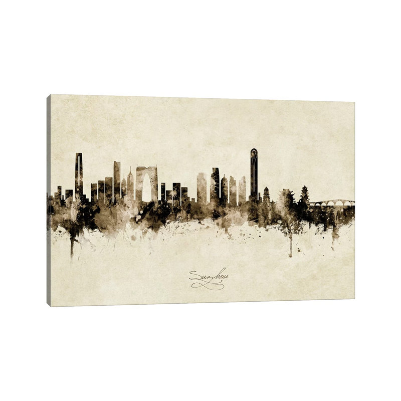 Suzhou China Skyline Vintage by Michael Tompsett - Wrapped Canvas Print, 66.04 cm H x 45.72 cm W x 1.91 cm D