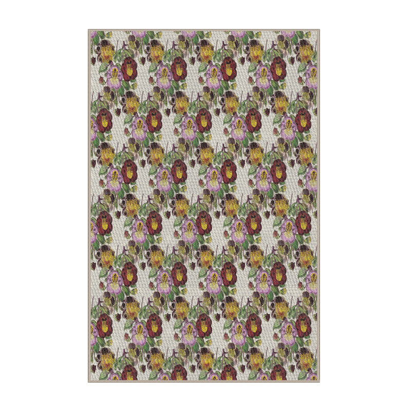 Tapis vert à motif floral John-James, Rectangle 5 pi x 7 pi