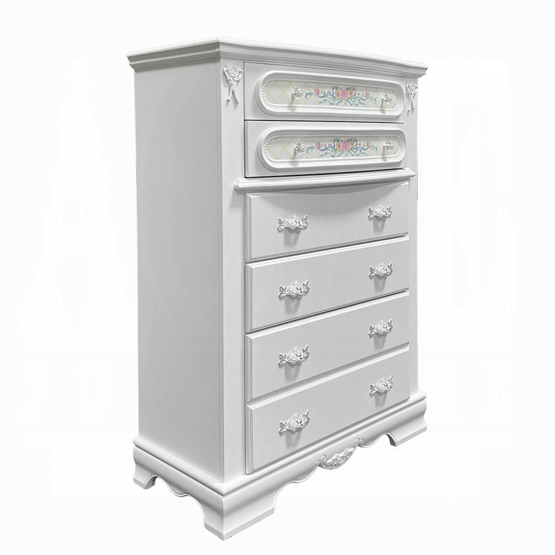 Commode 5 tiroirs Raferte, Blanc
