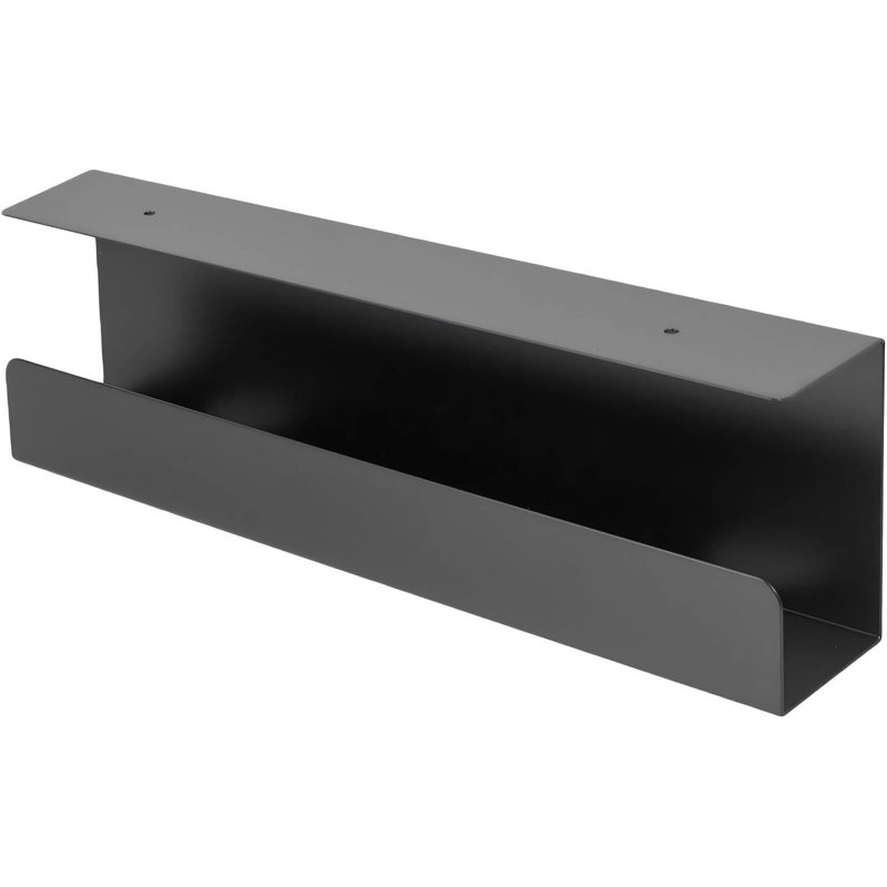 Plateau de gestion des câbles sous le bureau 17 po, support multiprise, organisateur de cordon, pince pour bureau et maison, noir