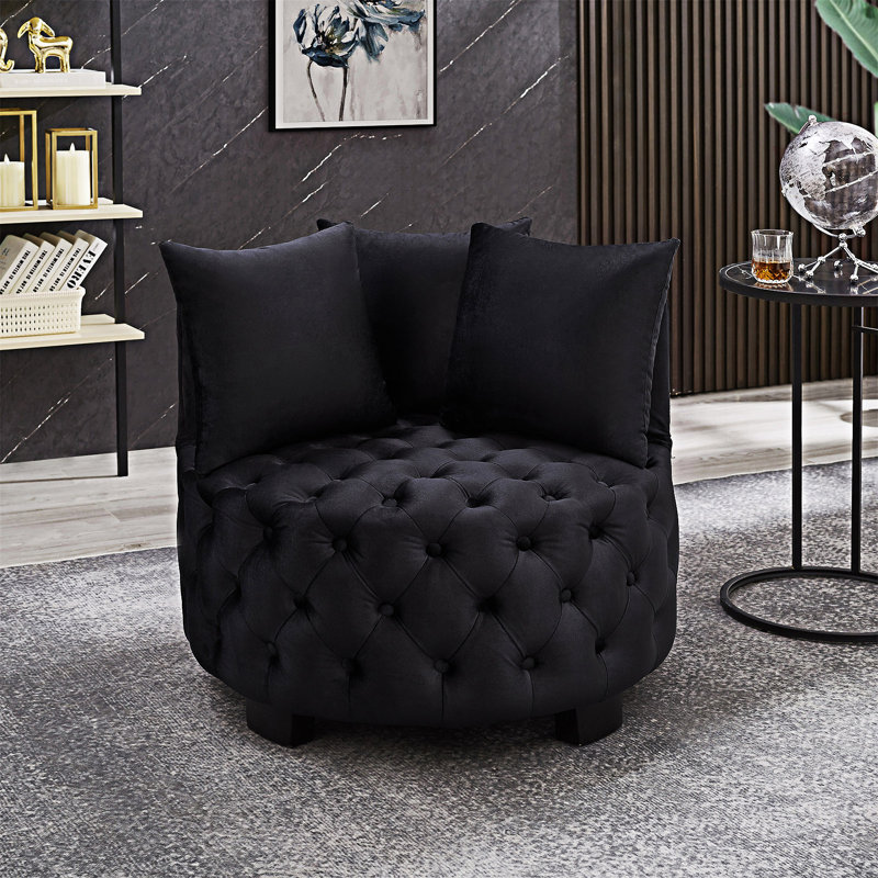 Chaise d'appoint rembourrée et capitonnée, Noir