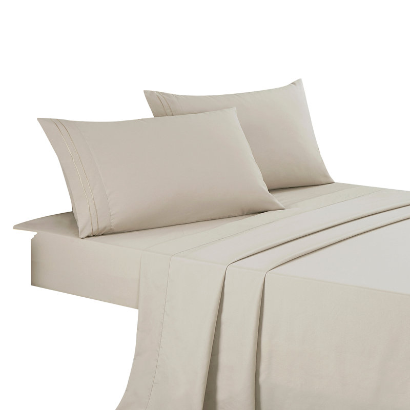 Ensemble de draps en microfibre Jcrown, Taupe, Ensemble de draps très grand californien avec 2 t