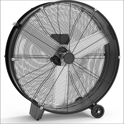 30 Inch Industrial Drum Fan, 3-Speed High Velocity Floor Fan, Heavy Duty Metal Air Circulator with Caster Handle for Patios, Warehouses, Commercial, Factories and Workshops