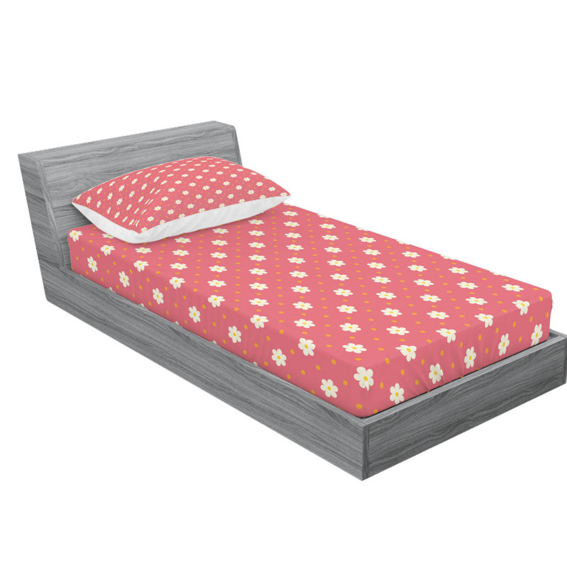 Microfiber Floral Sheet Set, Twin Sheet Set with Fitted Sheet