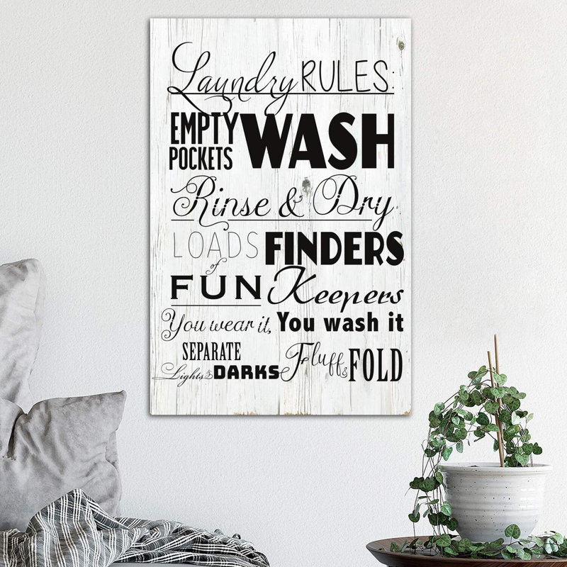 Laundry Rules by Daniela Santiago - Wrapped Canvas Print, 66.04 cm H x 45.72 cm W x 3.175 cm D