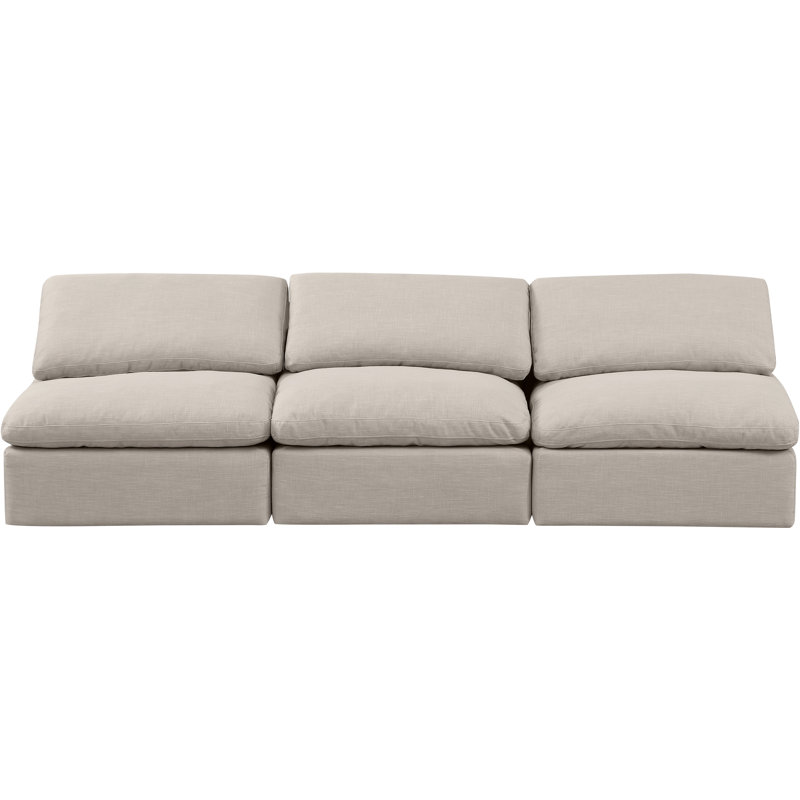 Canapé rembourré 105 po Itala, Tissu beige texturé en lin