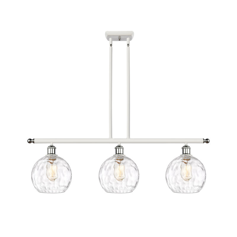 Cindi 3 - Light Kitchen Island Pendant, No Bulb Included, 11" H x 36" W x 8" D, White/Polished Chrome