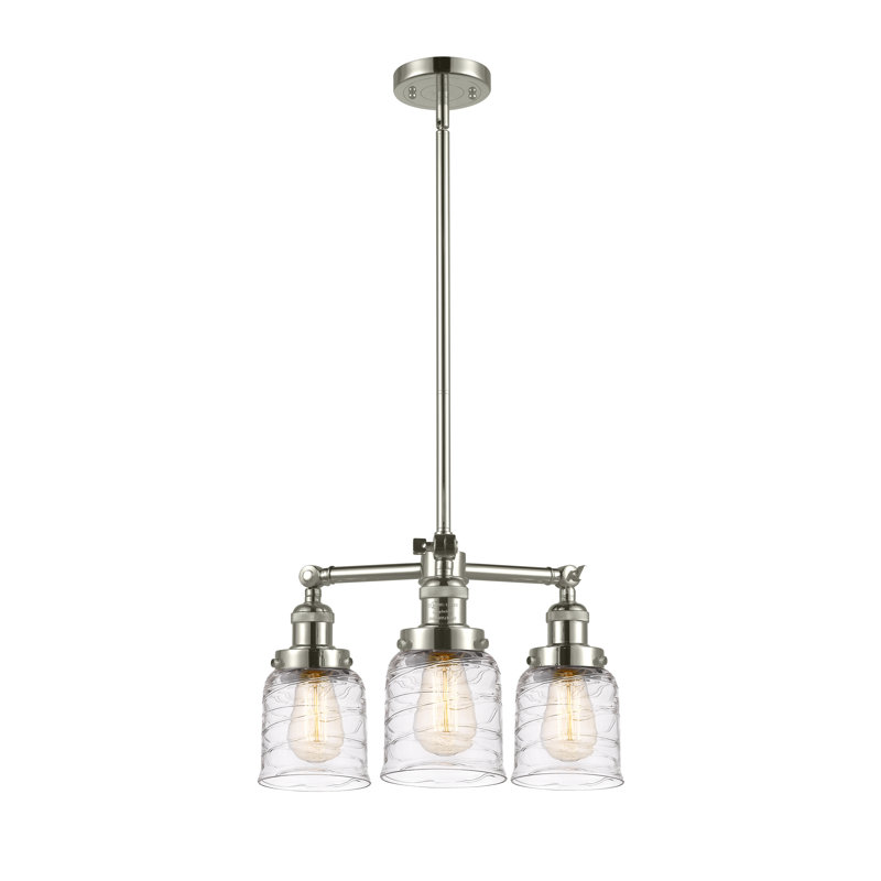 Lustre sphérique 3 lumières à abat-jour Greabe, DEL, Chrome poli