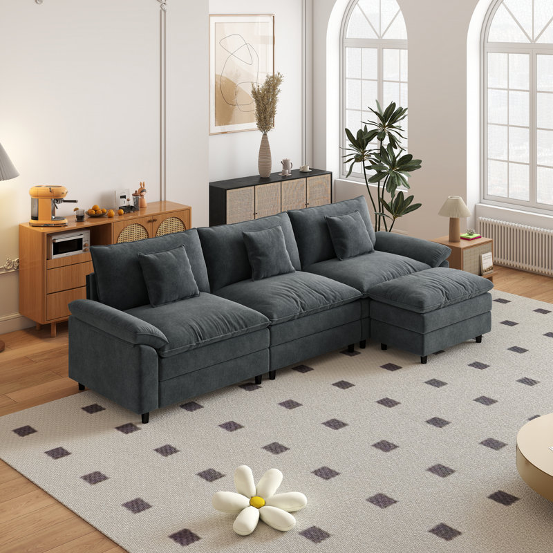 Canapé modulaire en chenille de L 121,6 po, Gris