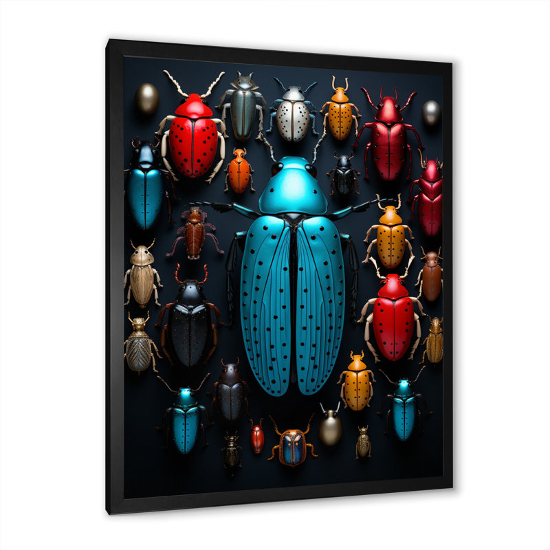 " Insects Bugs Tiny Wonders IV ", Black Picture Framed, 20" H x 12" W x 1" D