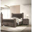 Mobilier de chambre à coucher de style moderne avec lit de grand lit et tête de lit tapissier à finition brune