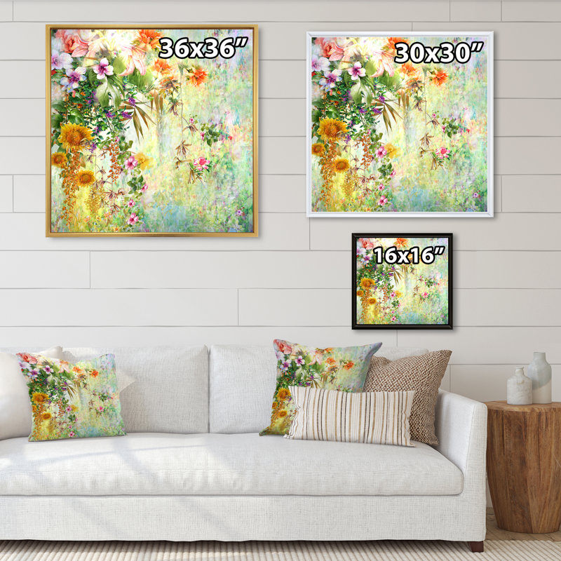«Modern Yellow and Green Summer Garden», reproduction de cadre photo sur toile, H 30 po x l 30 po x P 1 po