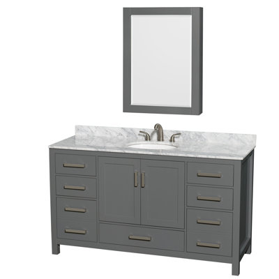 Sheffield 60" Freestanding Single Bathroom Vanity with Marble Top with Medicine Cabinet