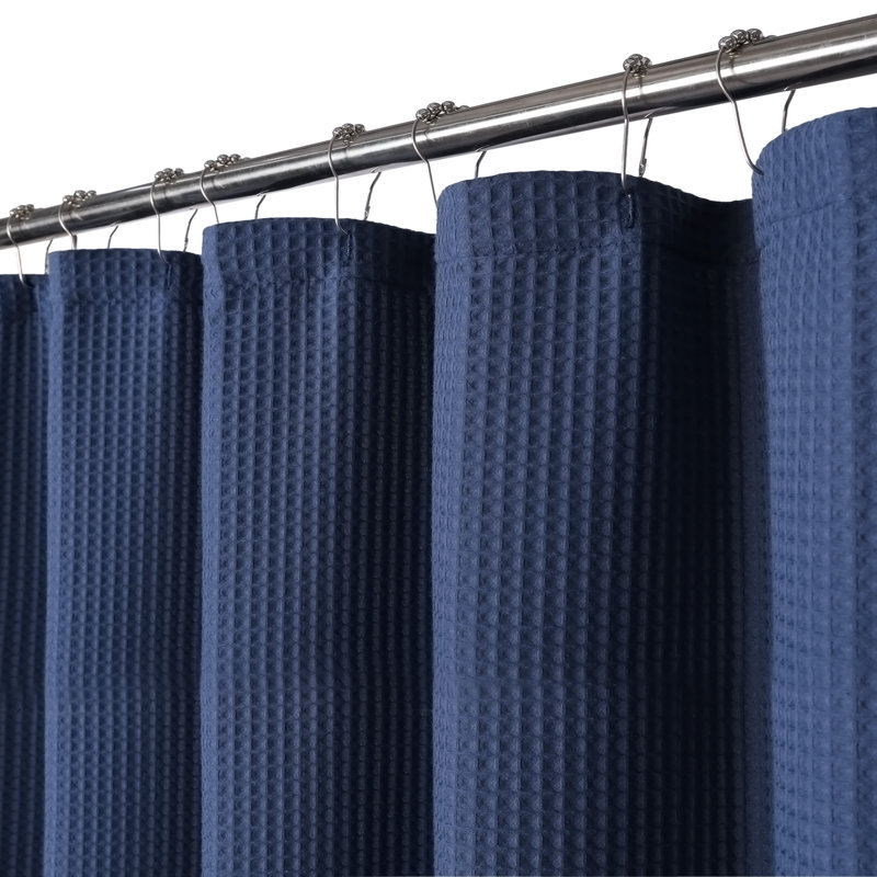 Rideau de douche gaufré en mélange de coton, Bleu de minuit