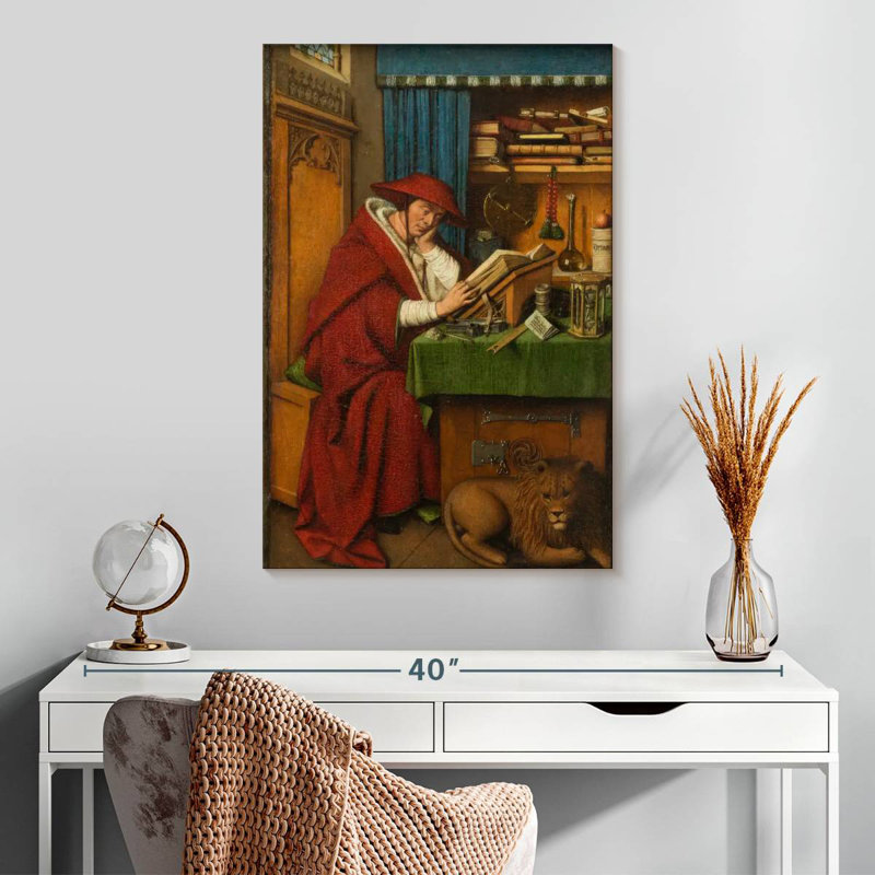 Saint Jerome dans son bureau, H 30 po x l 20 po