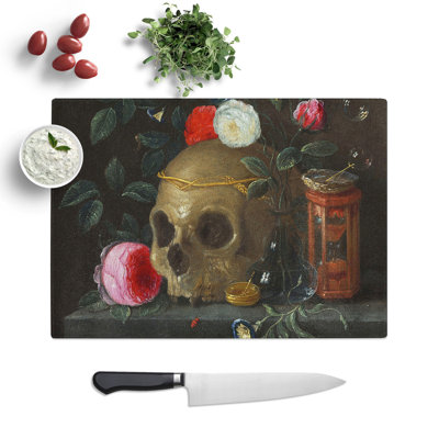 Skull and Roses by Jan Van Kessel Chopping Board