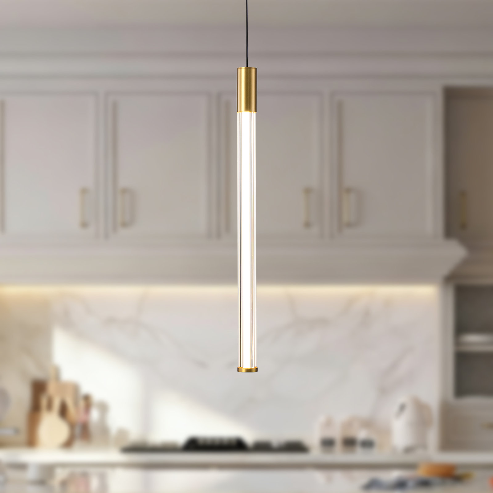 Vernet 24-in Dimmable LED Pendant, Gold