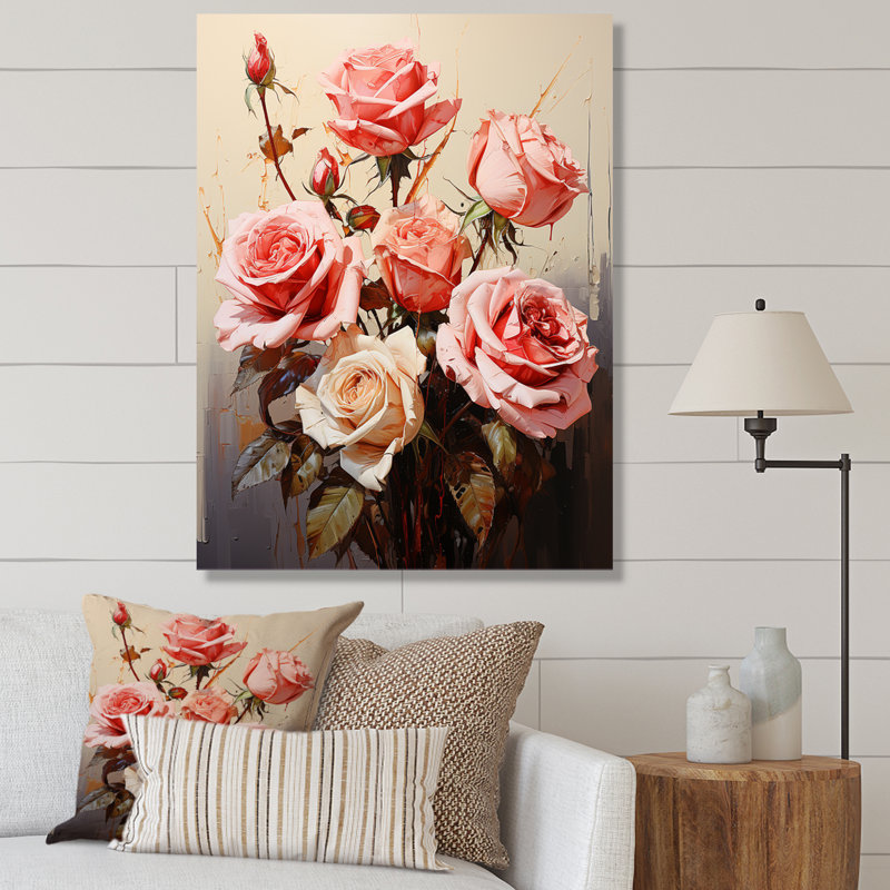 Bouquet de roses ravissantes Brantcairn, H 40 po x l 30 po x P 1,5 po, Toile tendue