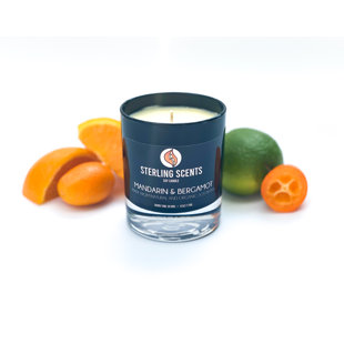 The Mini Noir Mandarin & Bergamot Scented Jar Candle with Glass Holder