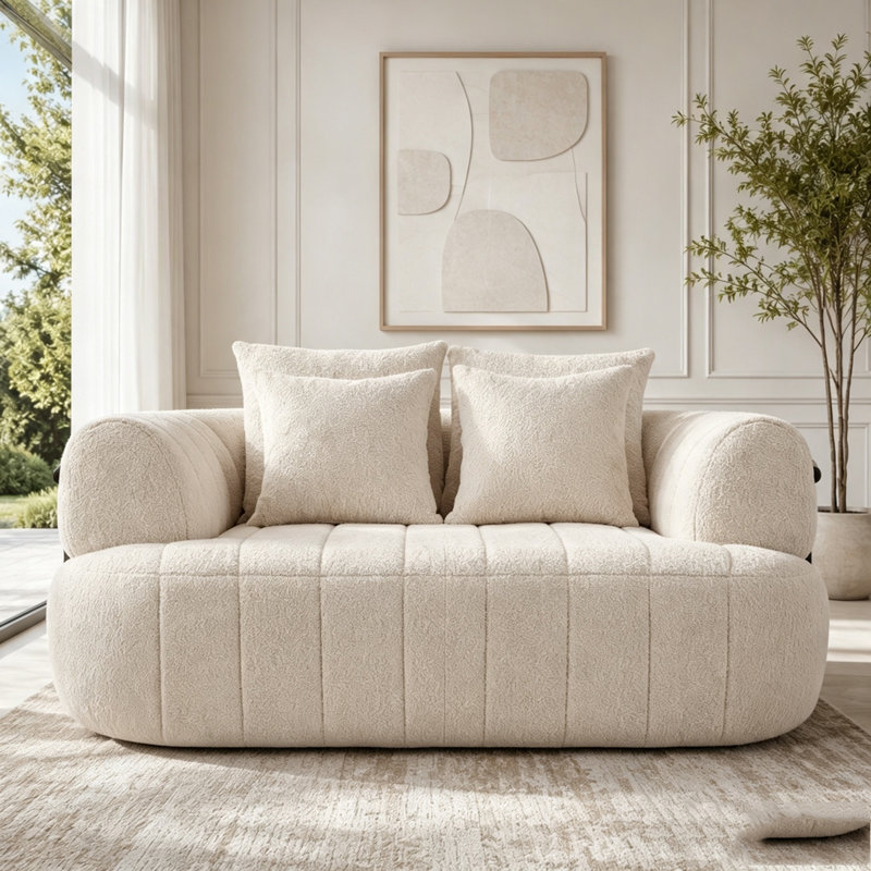 Fauteuil surdimensionné de 64 po de hauteur avec méridienne intérieure avec support en métal, fauteuil rembourré Boucle