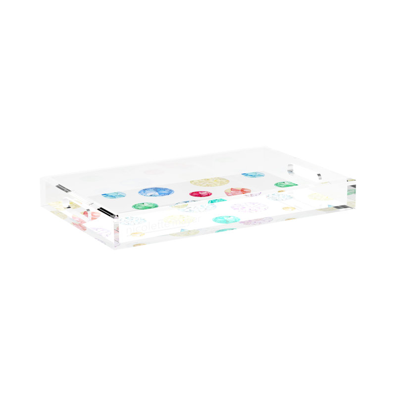 Jewel Acrylic Rectangle Decorative Tray, 2" H x 17" W x 10.5" D