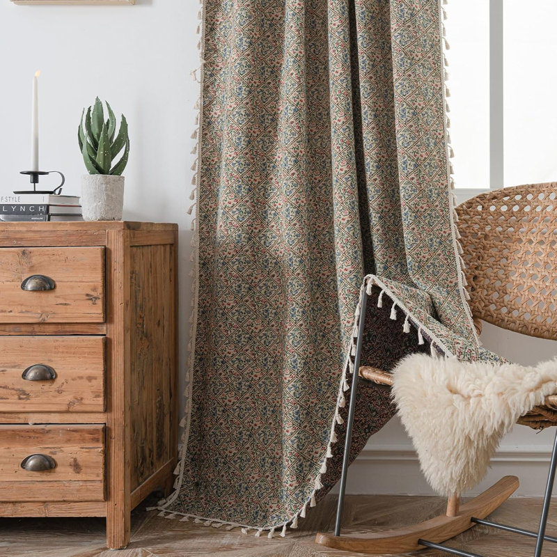Polyester Exquiste Pattern Print Curtains 2 Panel, 52" W x 96" L